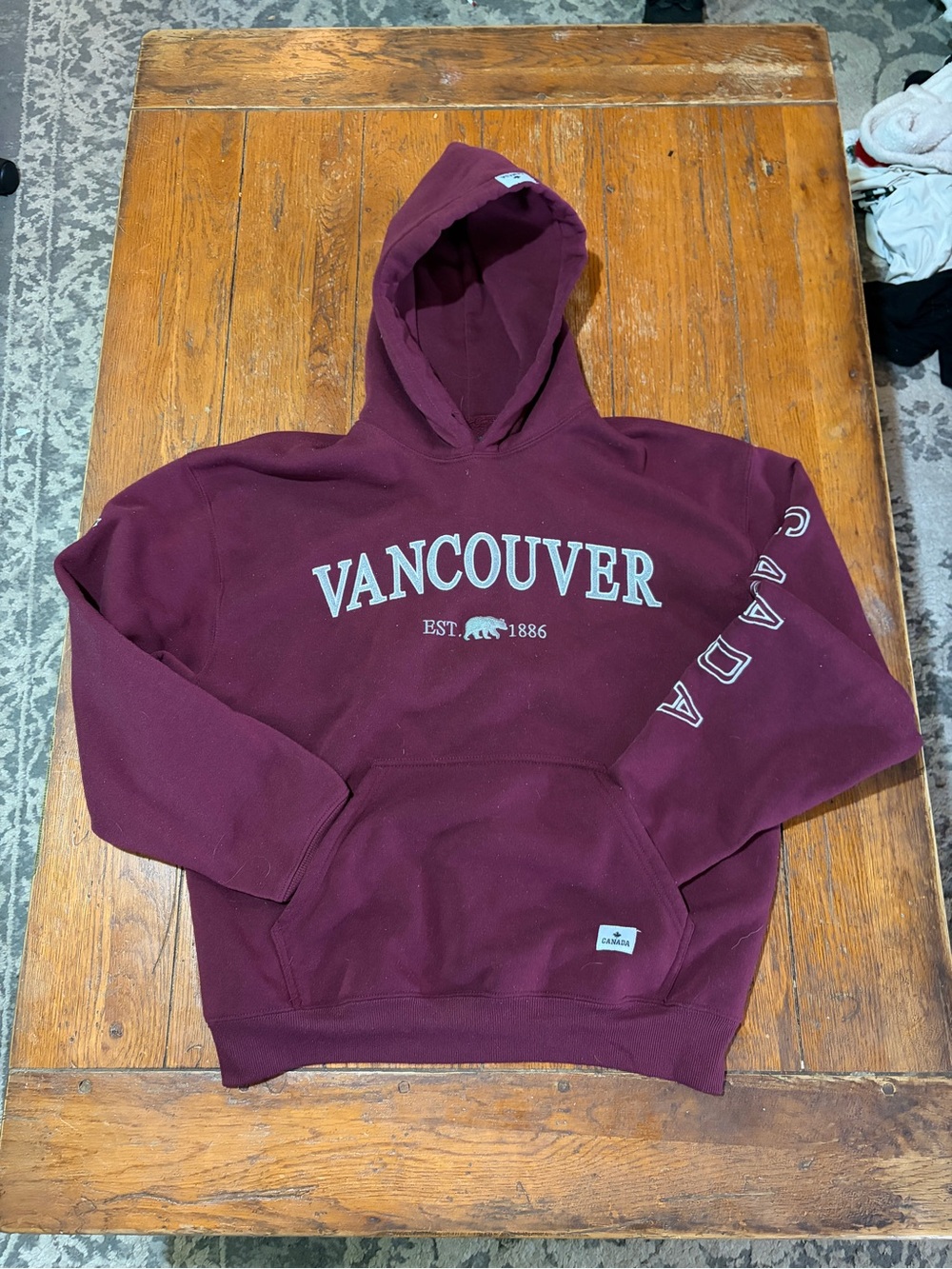 Vancouver Maroon Pullover Hoodie with Chest Print